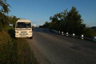 MB307 on hilly road, Romanian Carpathians.