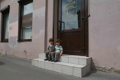 Boys, St. Petersburg, on steps.