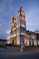 Night falls, Campeche Cathedral.