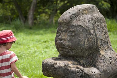 La Venta, Tabasco, colossal heads, just a replica of Olmec culture giant heads and statues.