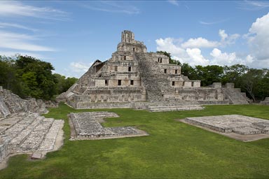 Edzna, Edificio de los Cinco Pisos. Maya archaeological site in Campeche, Mexico.