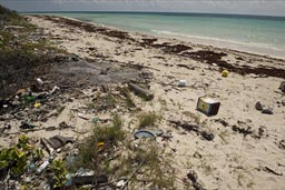 Rubbish piles up, Costa Maya. There is a lot of trash on this beach.