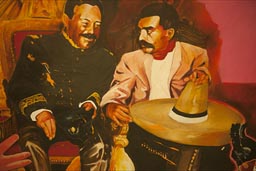 Jean Paul Chambas paiting of Pancho Villa and Emiliano Zapata, a mural in Bella Artes metro station, Mexico City.