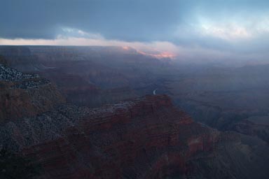 Snow clouds over Grand Canyon.