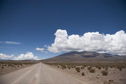On the road, in altiplano and volcano country. 