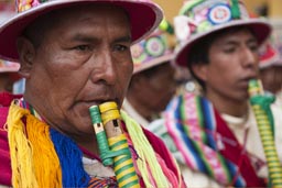 Flutes from Puno, Lima Independence Day in Peru. 