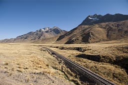 Train on altiplano, Peru between Puno and Cusco.